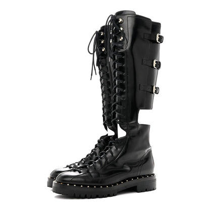 Valentino Garavani Calfskin Soul Rockstud Split Knee High Boots Black 38.5 Black 3 of 9