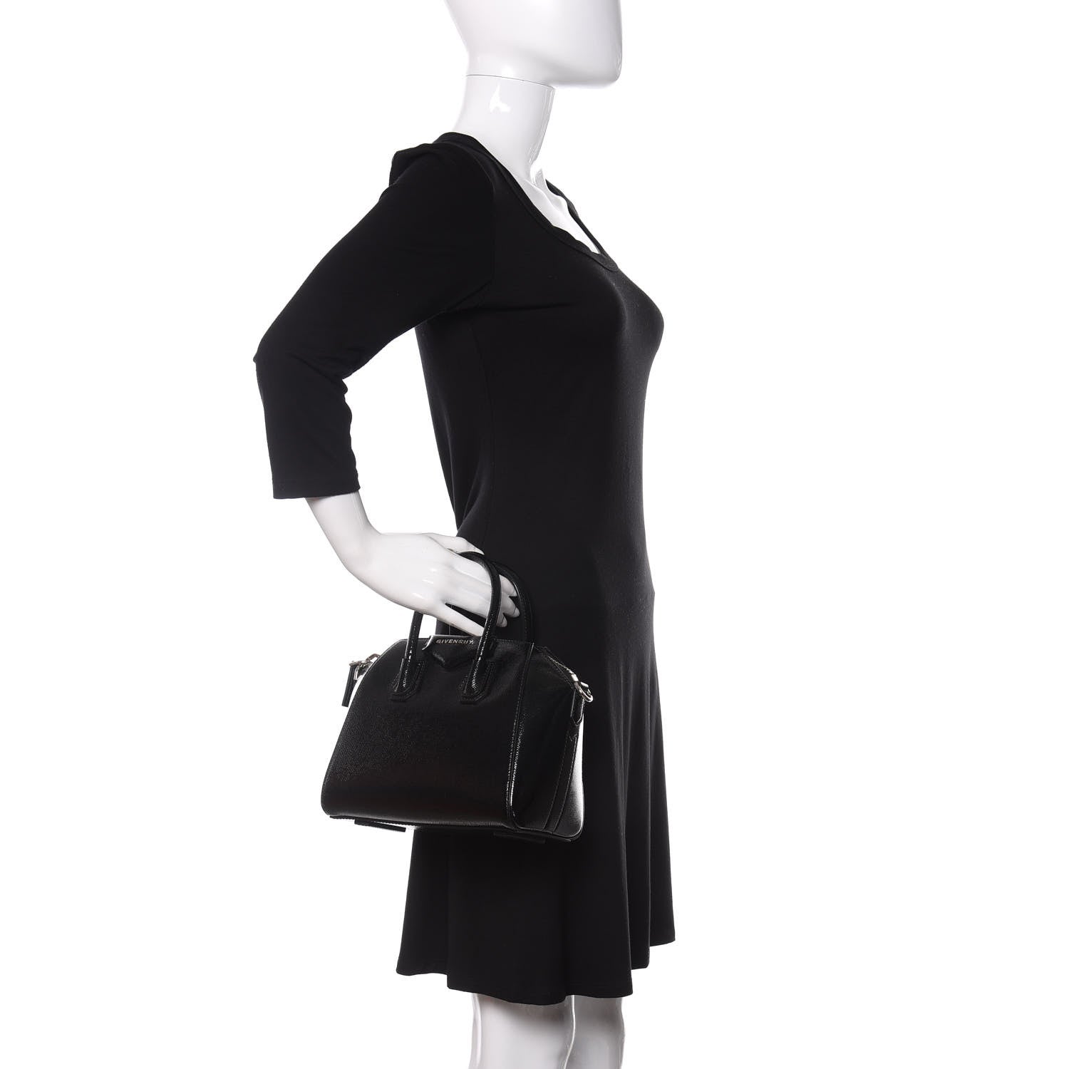Givenchy Textured Patent Calfskin Mini Antigona Black 2 of 11