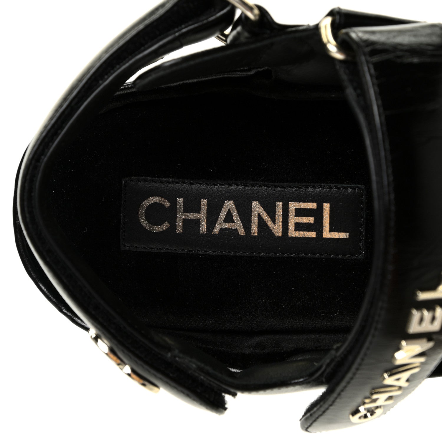 Chanel Shiny Calfskin Logo Platform Sandals 39 Black 7 of 7