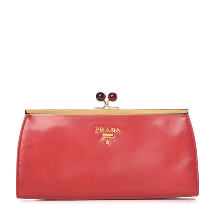 Prada Goatskin Chic Kisslock Mini Clutch Rosso 1 of 12