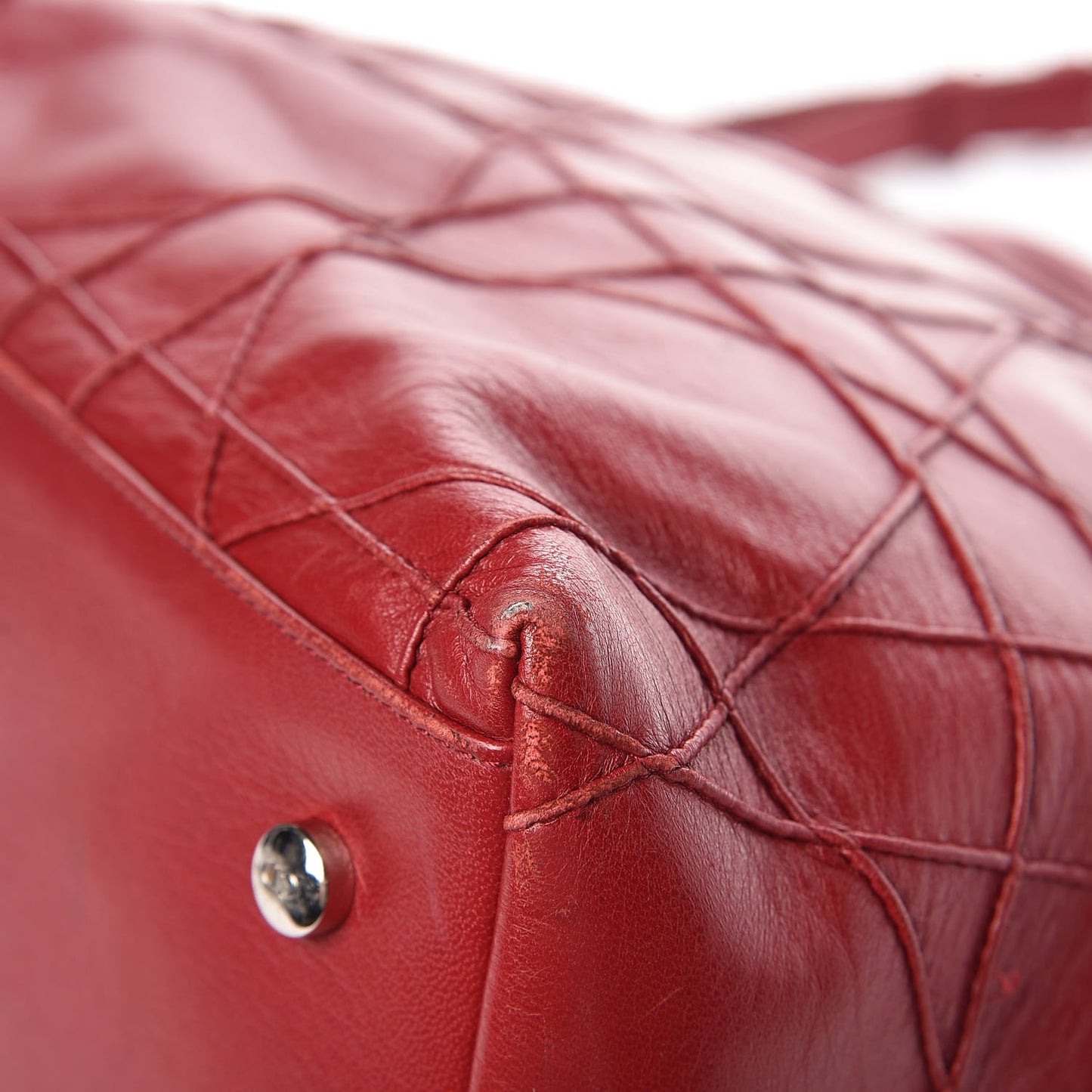 Lambskin Cannage Medium Granville Tote Red