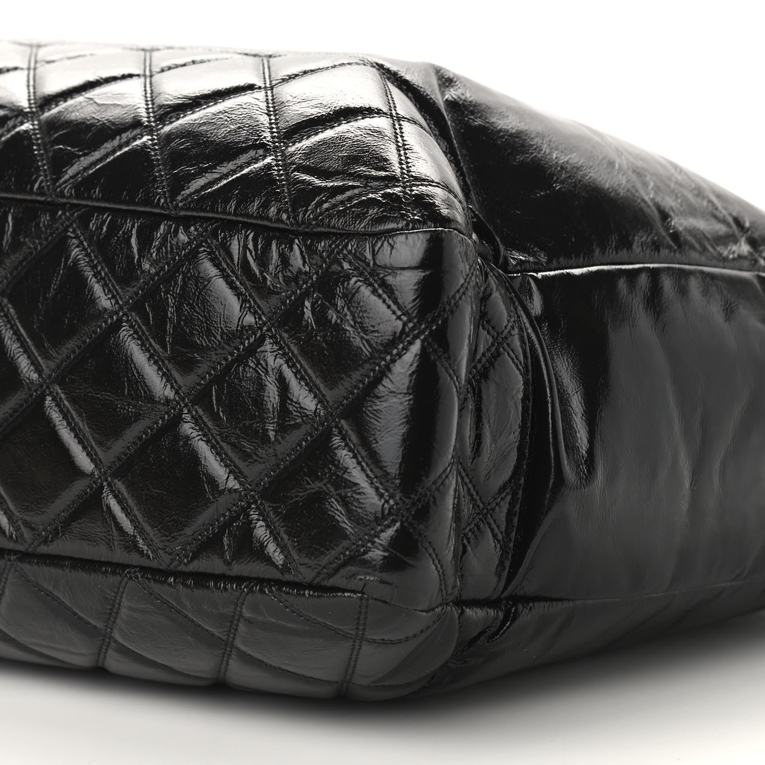 Chanel Shiny Aged Calfskin Quilted Large Shopping Bag Black 9 of 10