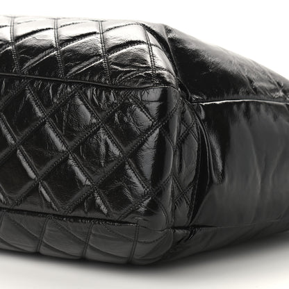 Chanel Shiny Aged Calfskin Quilted Large Shopping Bag Black 9 of 10