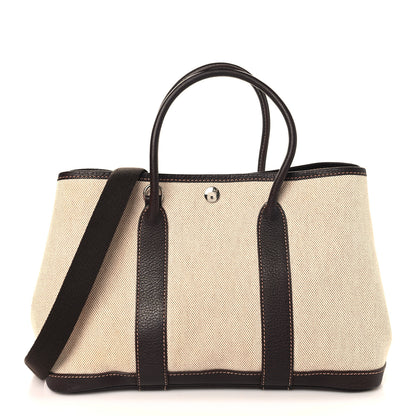 Hermes Buffle Skipper Toile Garden Party 30 TPM Marron Fonce 1 of 10