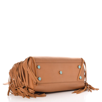 Saint Laurent Calfskin Small Rive Gauche Fringe Tote Tan 4 of 15