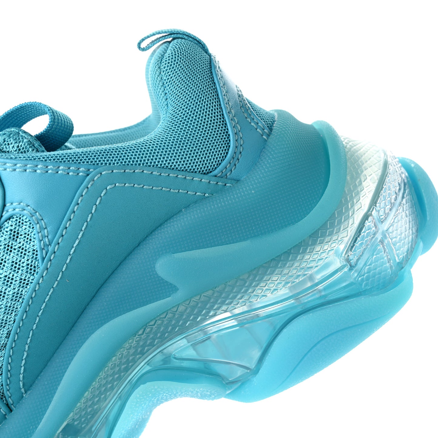 Fabric Mesh Clear Sole Womens Triple S Sneakers 35 Turquoise