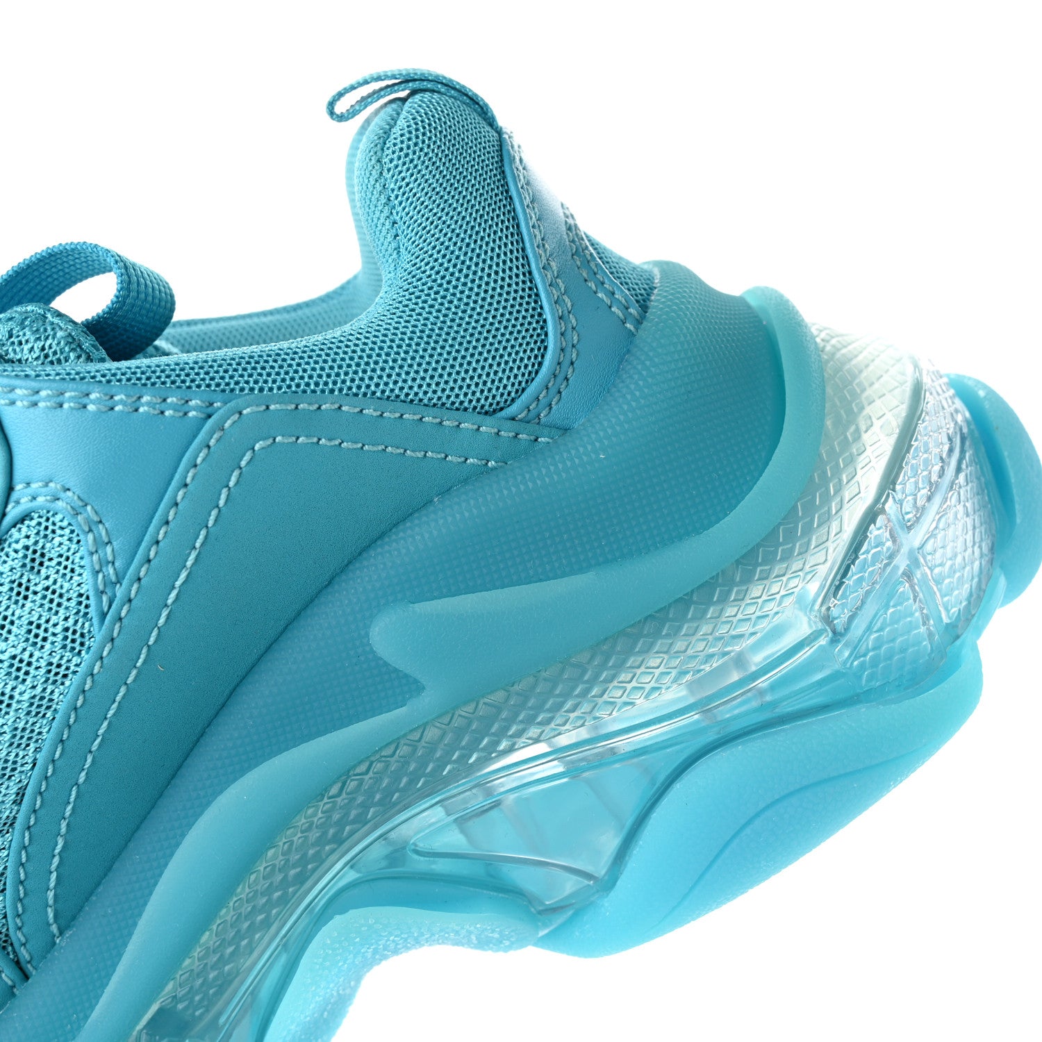 Balenciaga Fabric Mesh Clear Sole Womens Triple S Sneakers 35 Turquoise 9 of 11