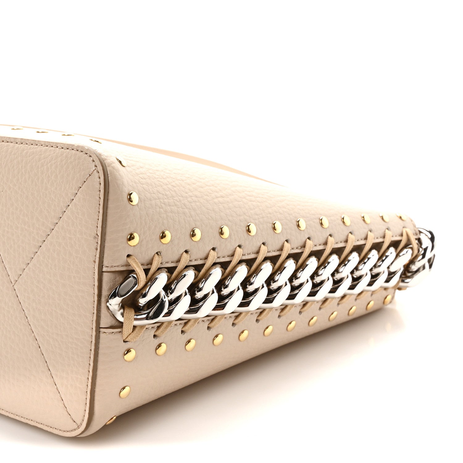 Stella McCartney Grainy Alter Mat Studded Frayme Bucket Bag Cream 9 of 9