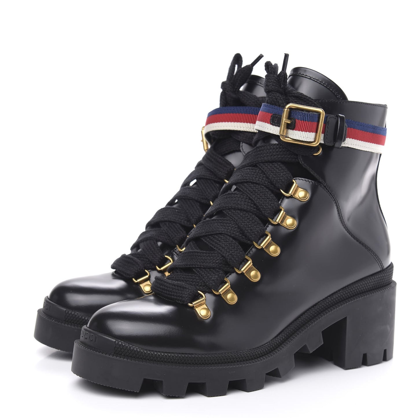 Calfskin Sylvie Web Womens Lace Up Combat Boots 38 Black