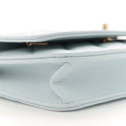 Chanel Caviar Quilted CC Turn Lock Wallet On Chain WOC Light Blue 9 of 11