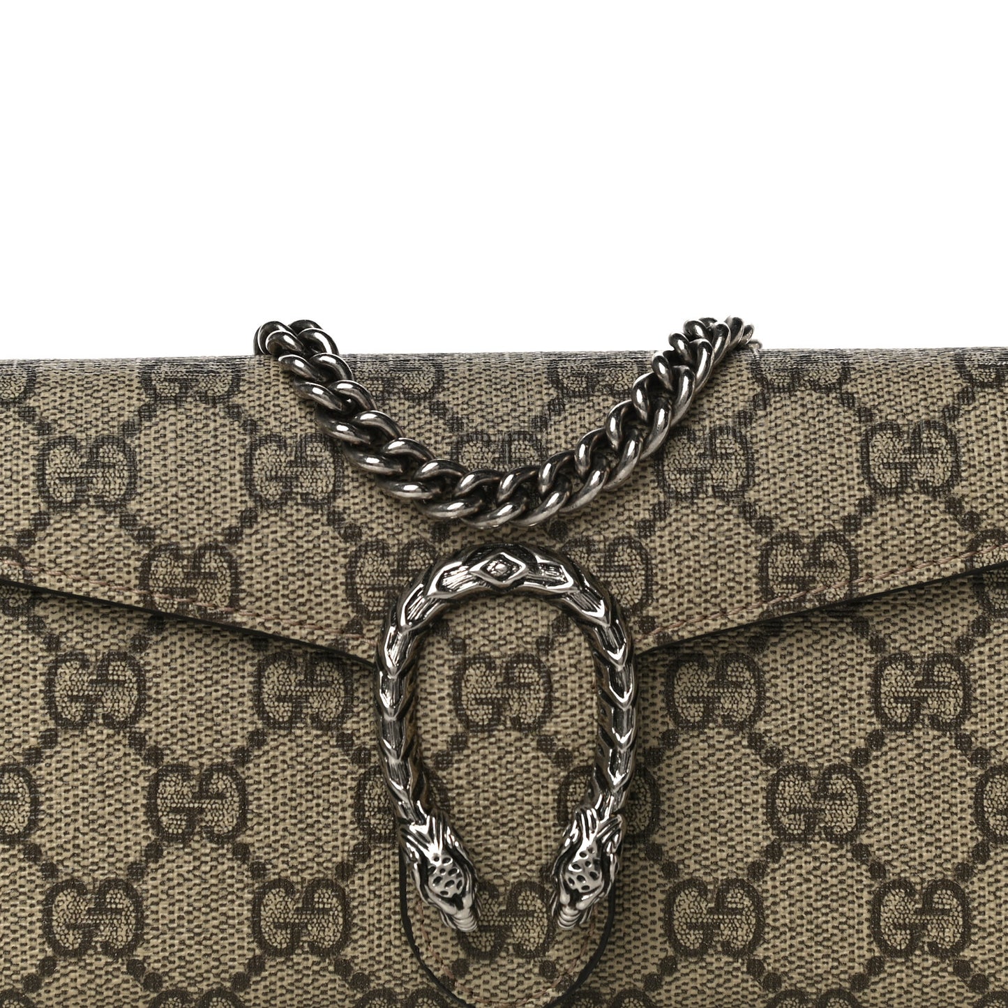 GG Supreme Monogram Dionysus Chain Clutch Wallet Beige Taupe