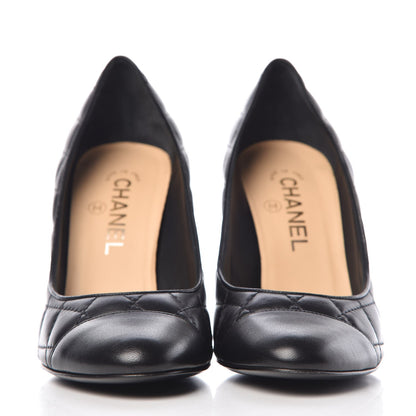 Chanel Lambskin Quilted Cap Toe Pumps 38 Black 2 of 11