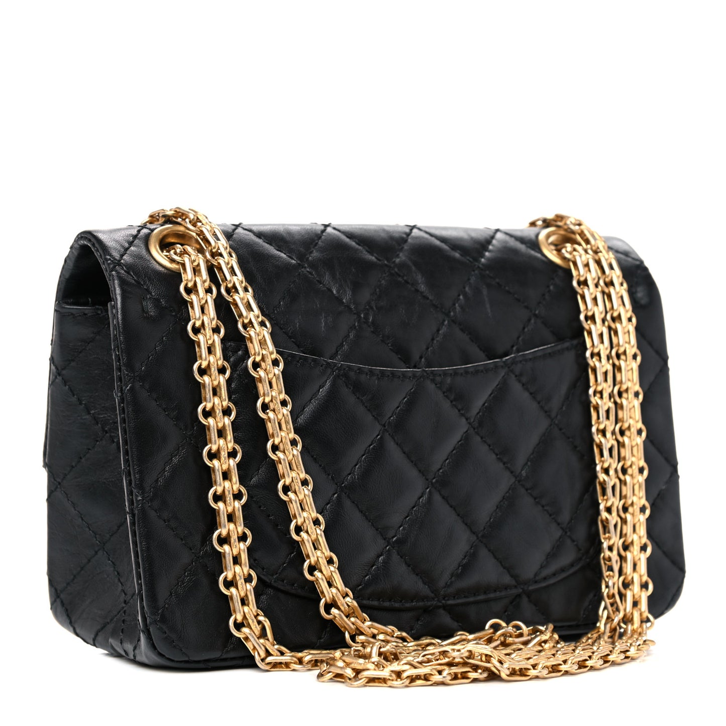 Aged Calfskin Quilted 2.55 Reissue Mini Flap Black