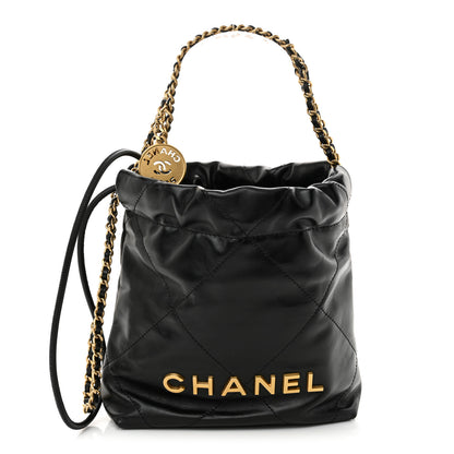 Chanel Shiny Calfskin Quilted Mini Chanel 22 Black 1 of 10