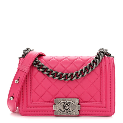 Chanel Lambskin Quilted Small Boy Flap Dark Pink 1 of 10