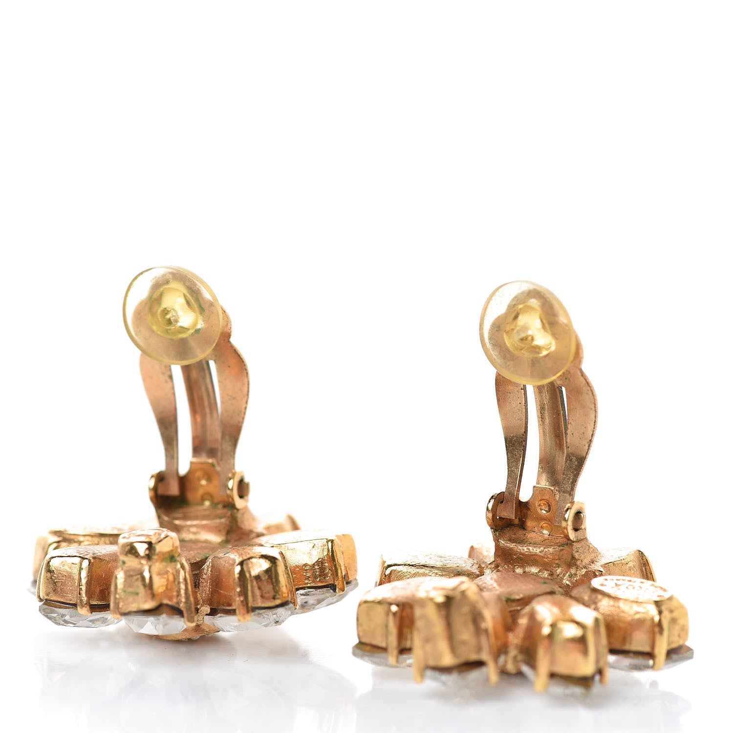 Chanel Crystal CC Clip On Earrings Gold 3 of 5