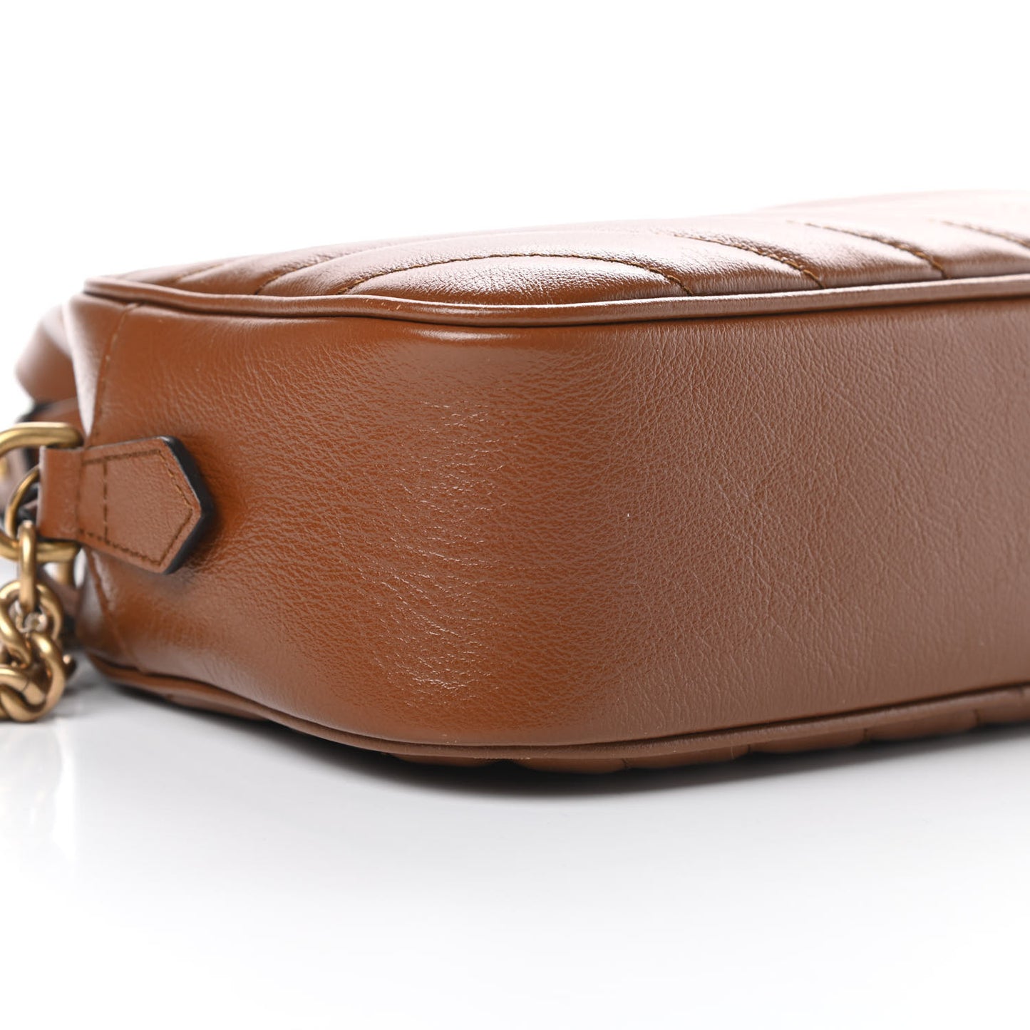 Glazed Calfskin Matelasse Diagonal Small GG Marmont Chain Shoulder Bag Cuir