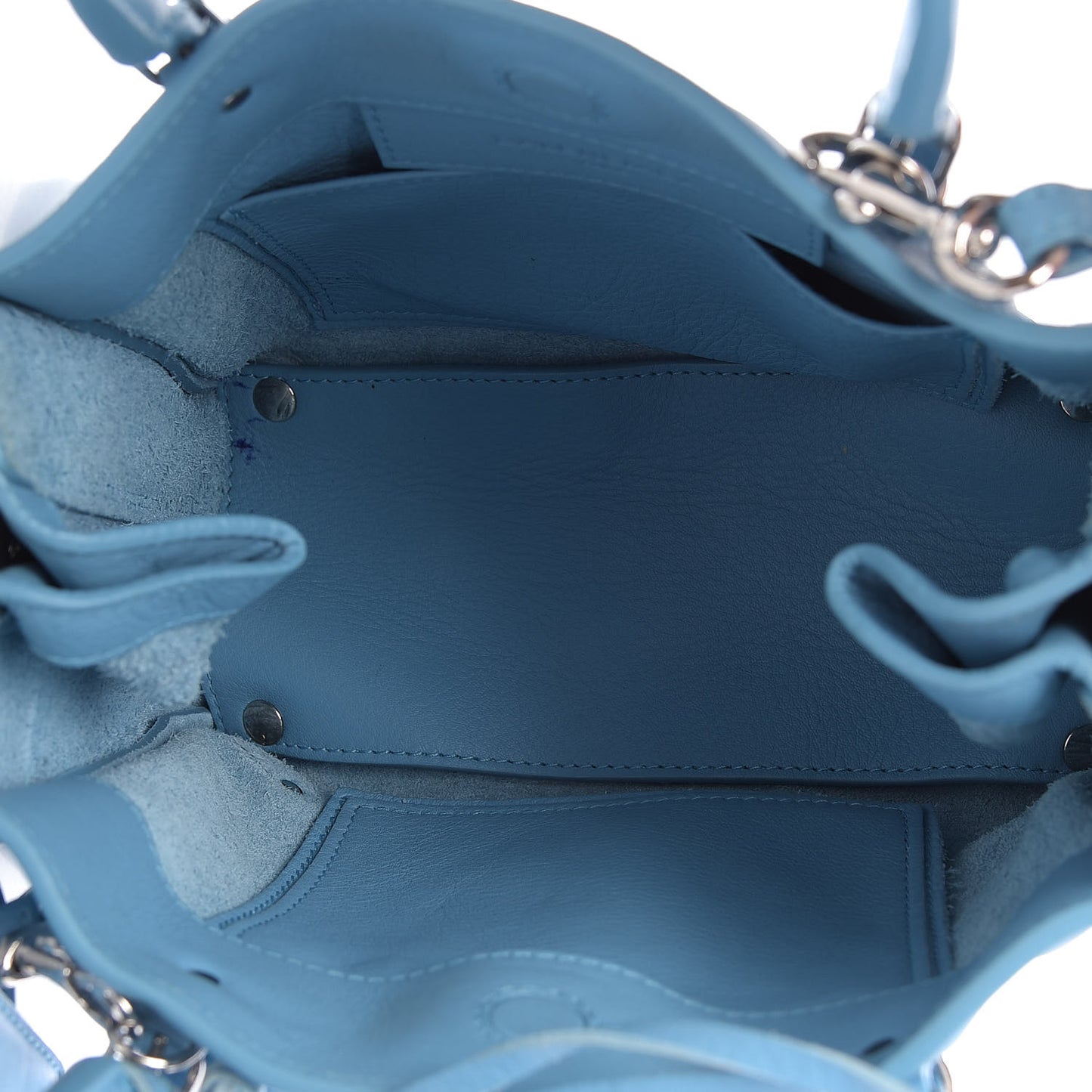 Supple Calfskin Papier Mini A4 Zip Around Tote Bleu Azur Clair