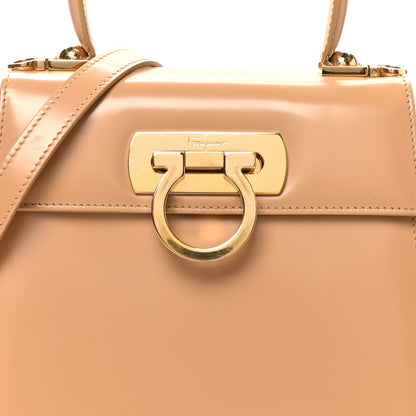 Salvatore Ferragamo Brushed Off Calfskin Small Iconic Top Handle Camel 7 of 9