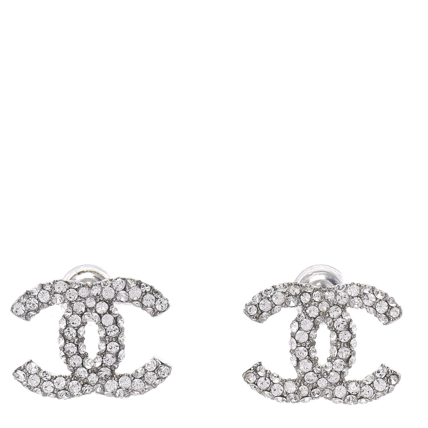 Chanel Crystal Mini CC Earrings Silver 1 of 5