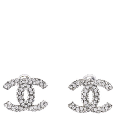 Chanel Crystal Mini CC Earrings Silver 1 of 5