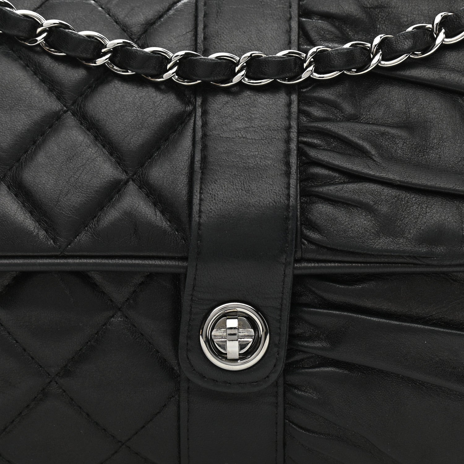 Chanel Lambskin Quilted Pile Ou Face Flap Black 9 of 11