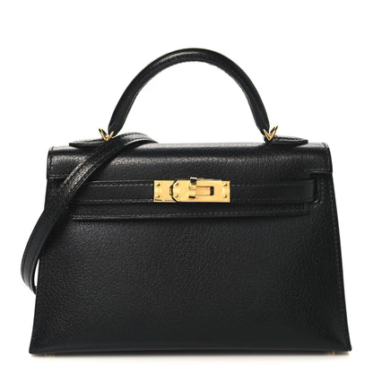 Hermes Chevre Chamkila Mini Kelly Sellier 20 Black 1 of 11