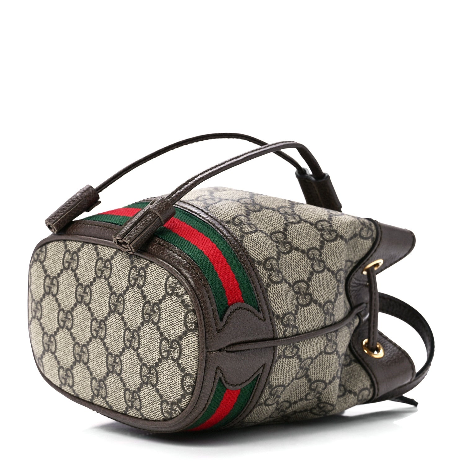 Gucci GG Supreme Monogram Web Mini Ophidia Bucket Bag Brown 9 of 11