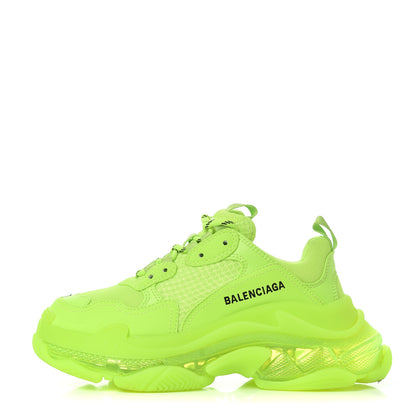 Balenciaga Fabric Mesh Clear Sole Womens Triple S Sneakers 37 Fluo Yellow 1 of 16