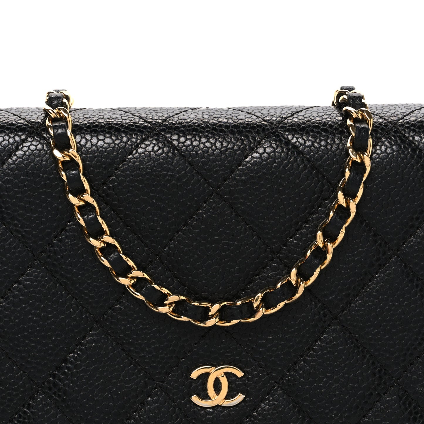 Caviar Quilted Wallet on Chain WOC Black