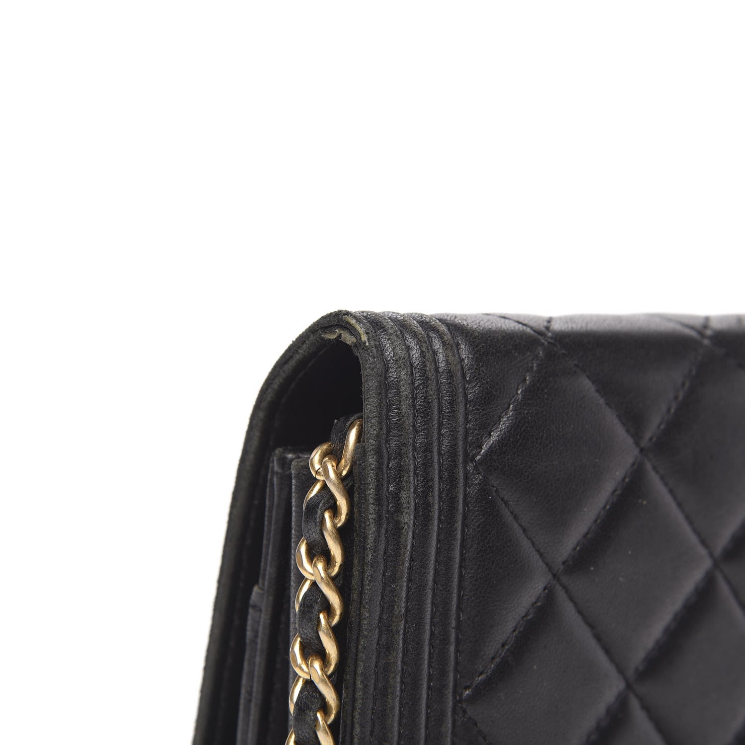Chanel Lambskin Quilted Boy Wallet On Chain WOC Black 13 of 20