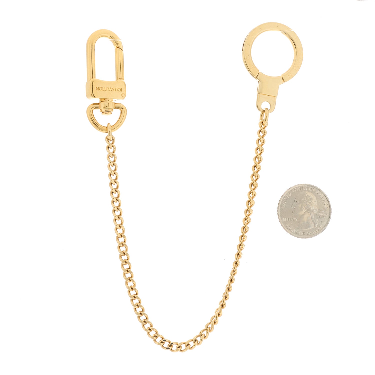 Louis Vuitton Metal Pochette Extender Key Ring Chain Gold 2 of 4
