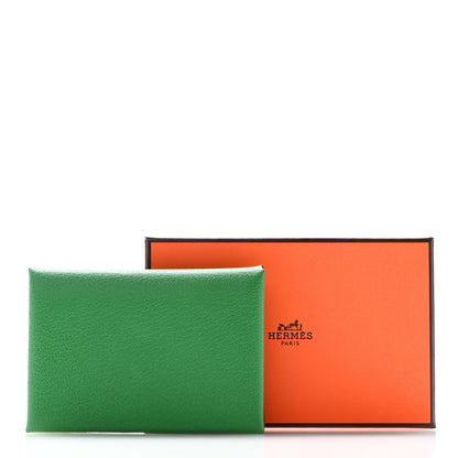 Hermes Chevre Mysore Calvi Duo Card Case Cactus 9 of 9