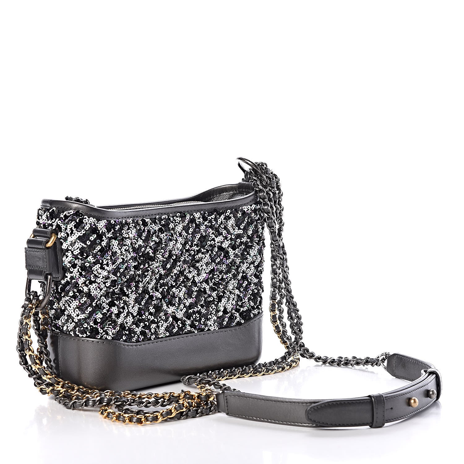 Chanel Sequin Calfskin Small Gabrielle Hobo Black 3 of 10