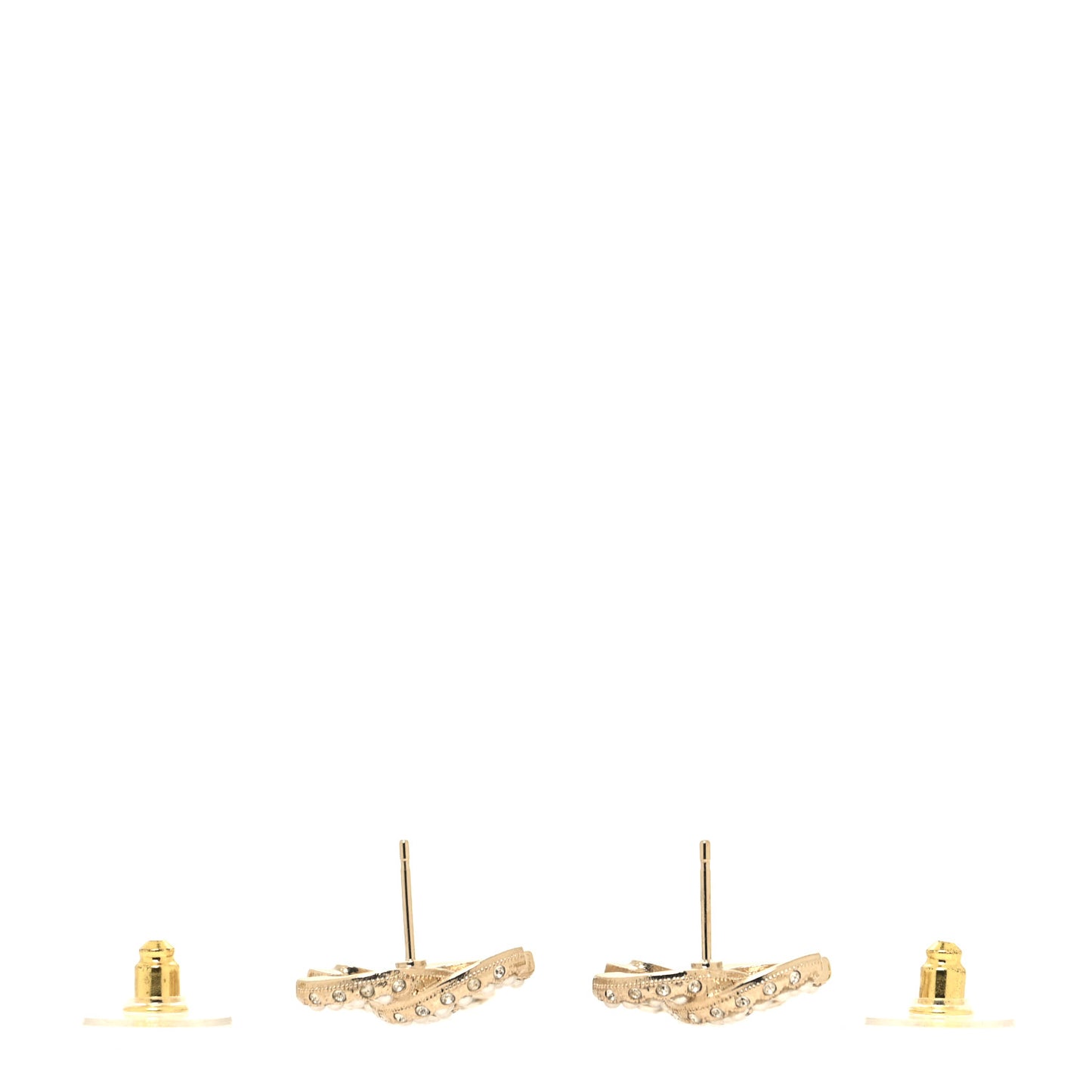 Pearl Baguette Crystal CC Drop Earrings Gold