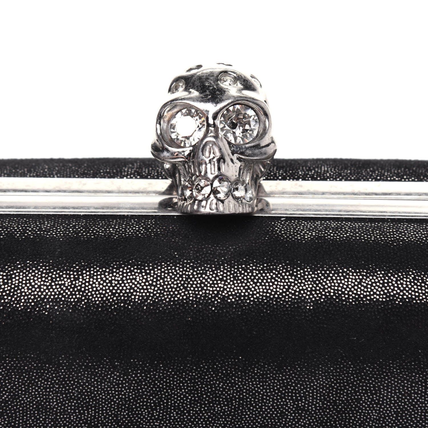Alexander McQueen Metallic Suede Skull Box Clutch Black 12 of 16
