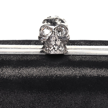 Alexander McQueen Metallic Suede Skull Box Clutch Black 12 of 16