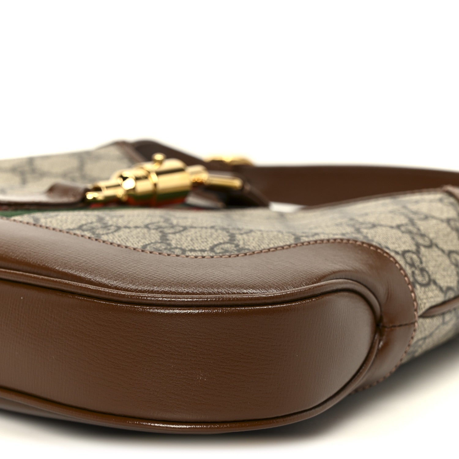 Gucci GG Supreme Monogram Azalea Calfskin Web Small Jackie 1961 Hobo Beige Ebony Brown Sugar 11 of 11