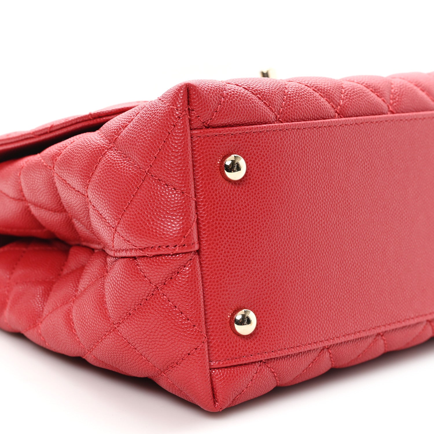 Chanel Caviar Quilted Lizard Embossed Small Coco Handle Flap Red 8 of 10