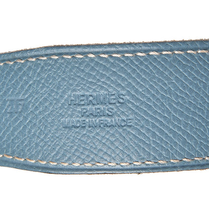 Hermes Swift Epsom 32mm H Belt 85 White Blue Jean 6 of 8