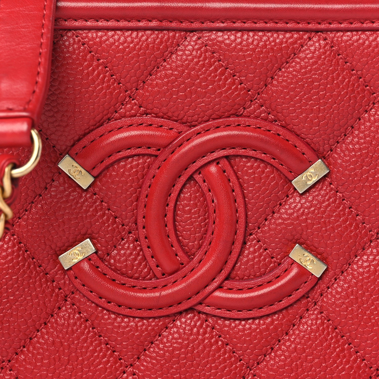 Chanel Caviar Quilted Small CC Filigree Vanity Case Red 8 of 12
