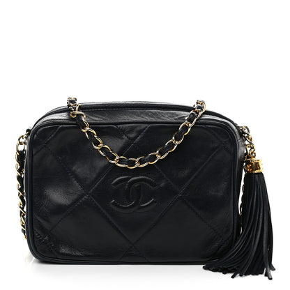Chanel Lambskin Quilted CC Tassel Camera Case Navy 1 of 12