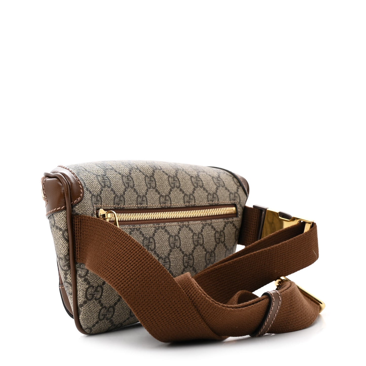 GG Supreme Monogram Textured Calfskin Retro Interlocking G Belt Bag Beige Ebony Brown Sugar