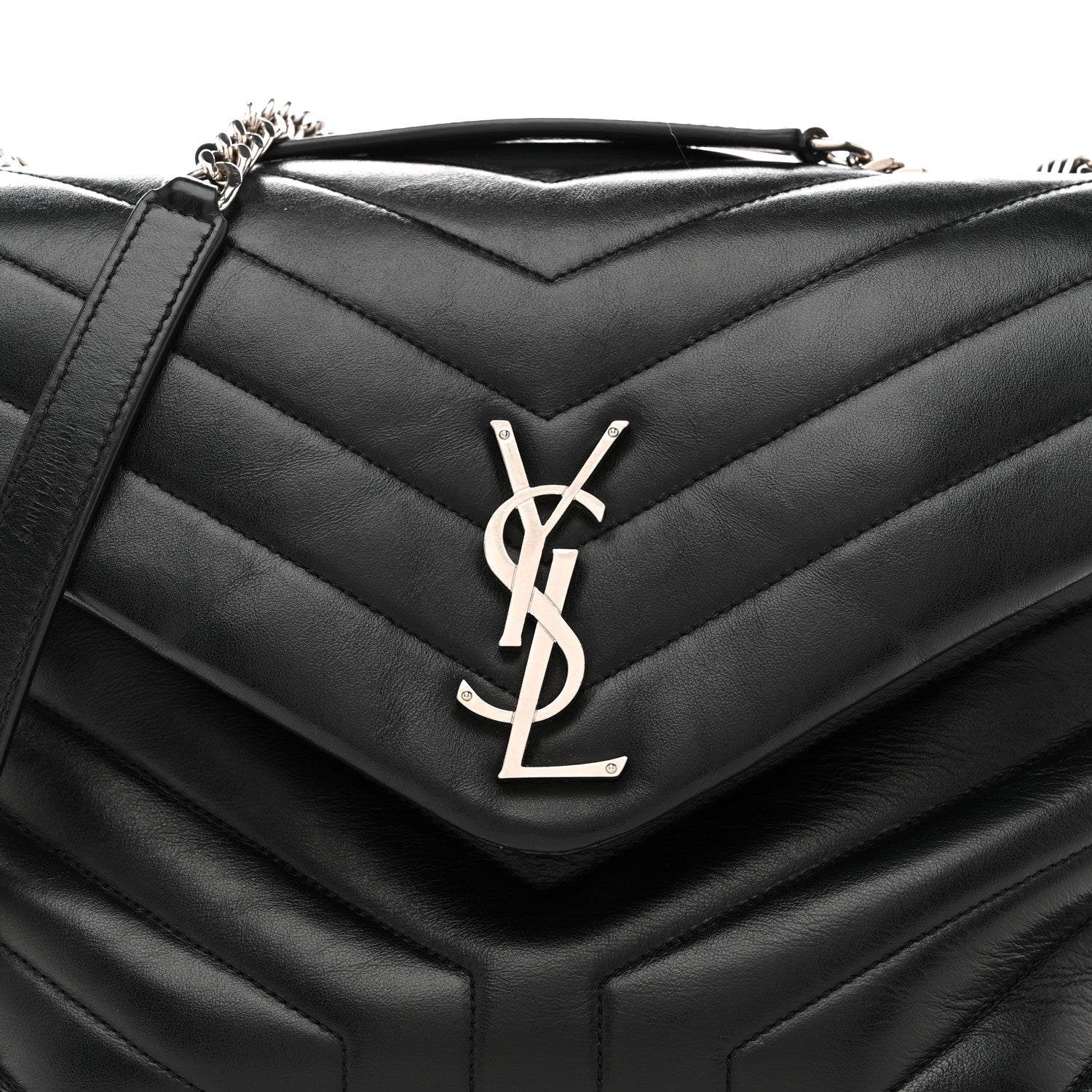 Saint Laurent Calfskin Y Quilted Monogram Medium Loulou Chain Satchel Black 8 of 11