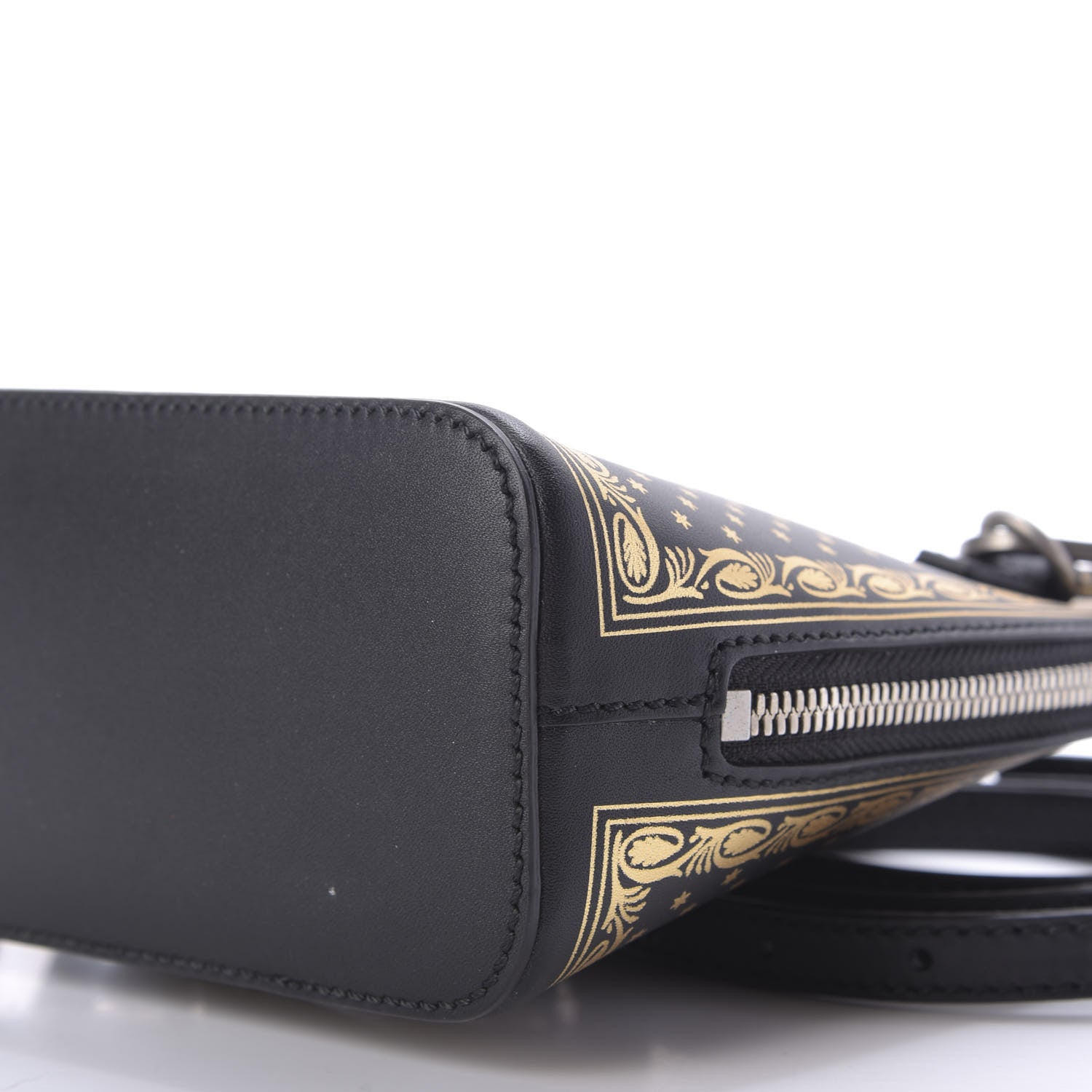 Gucci X SEGA Calfskin GUCCY Stars Mini Dome Shoulder Bag Black Gold 7 of 9