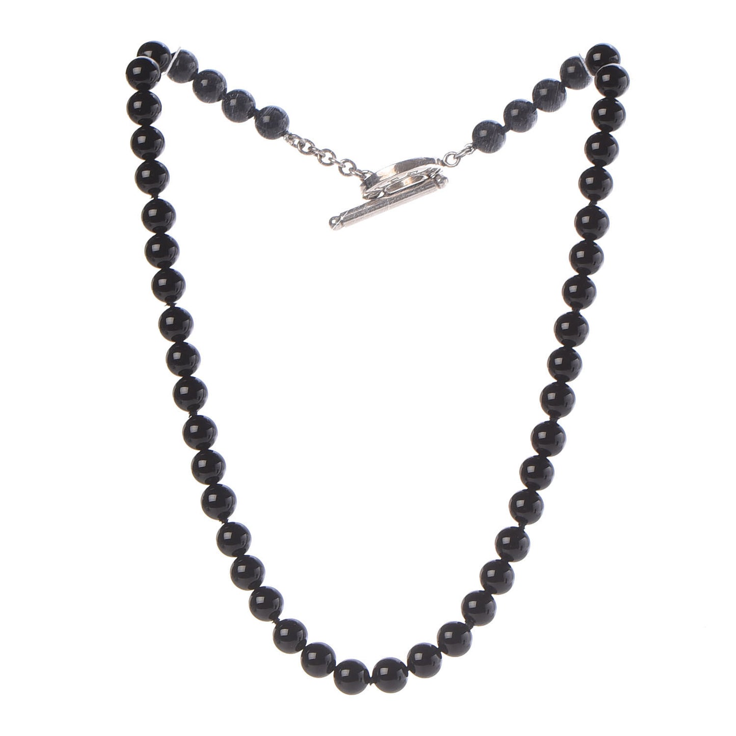 Sterling Silver Black Onyx Bead Toggle Necklace