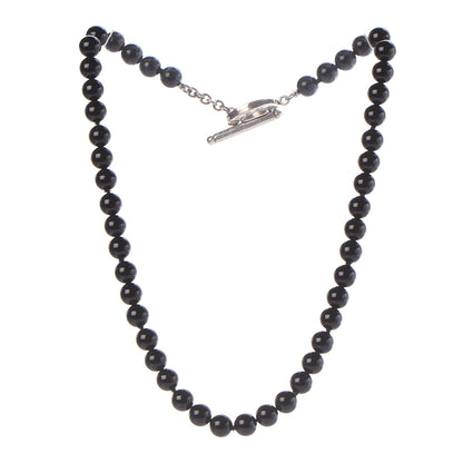 Tiffany Sterling Silver Black Onyx Bead Toggle Necklace 3 of 6