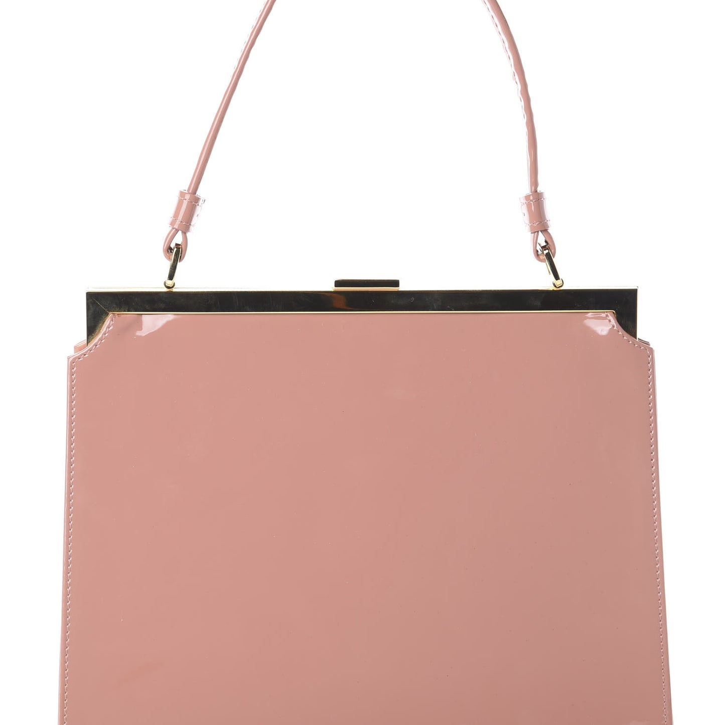 Patent Calfskin Elegant Top Handle Bag Blush