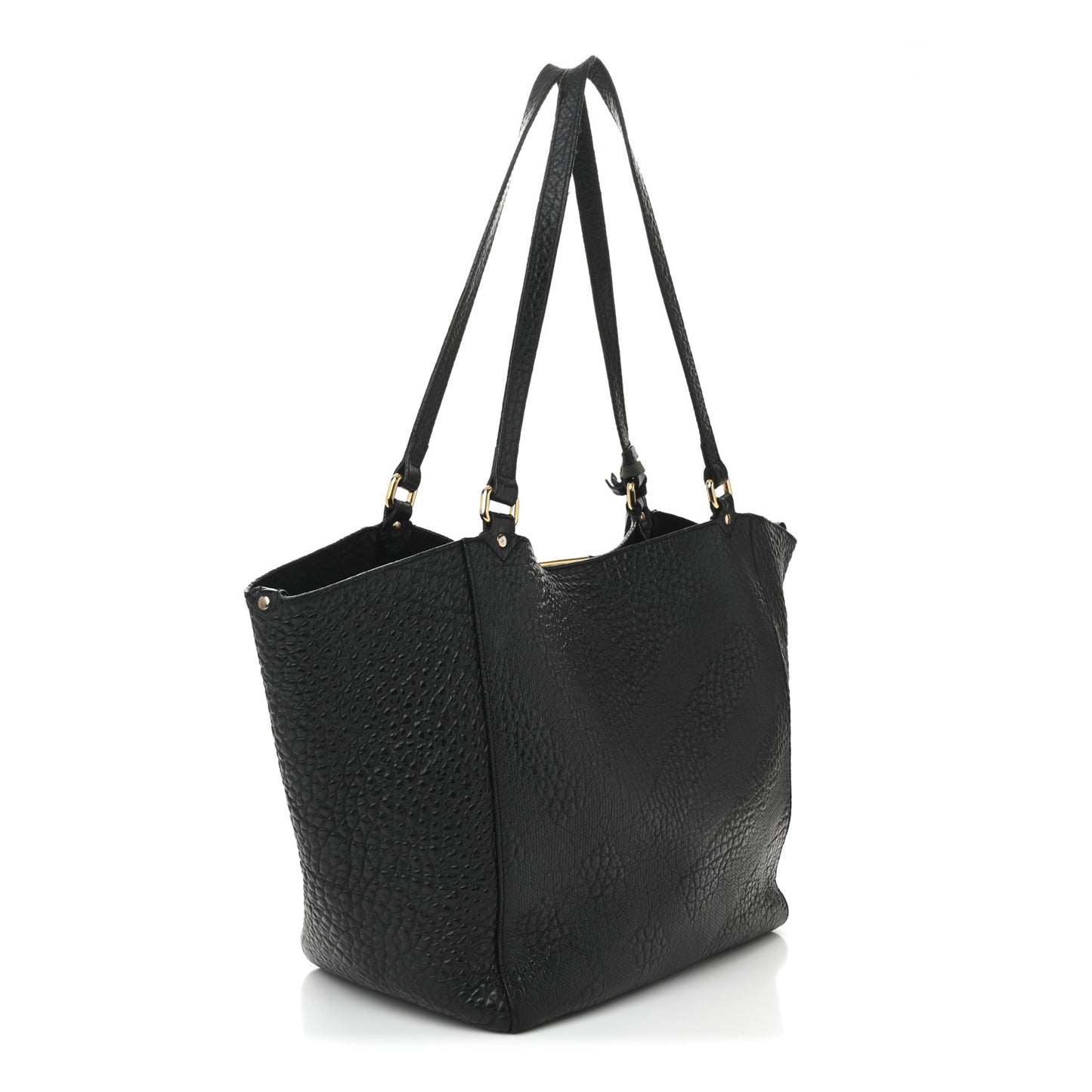 Signature Grain Calfskin Check Embossed Small Canterbury Black