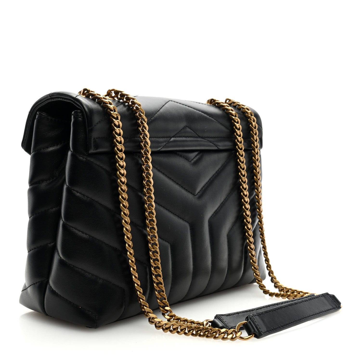 Saint Laurent Calfskin Y Quilted Monogram Small Loulou Chain Satchel Black 3 of 9
